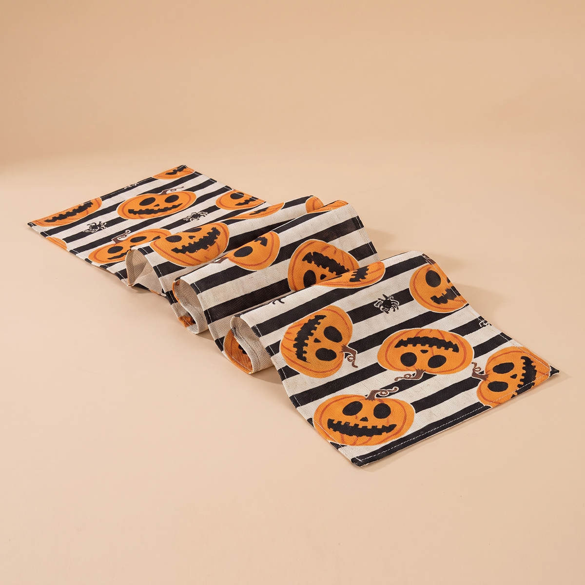 Printed Halloween table runner in linen-look fabric