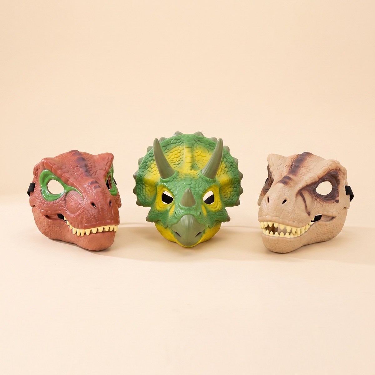 Kids dinosaur head mask set studio hero image