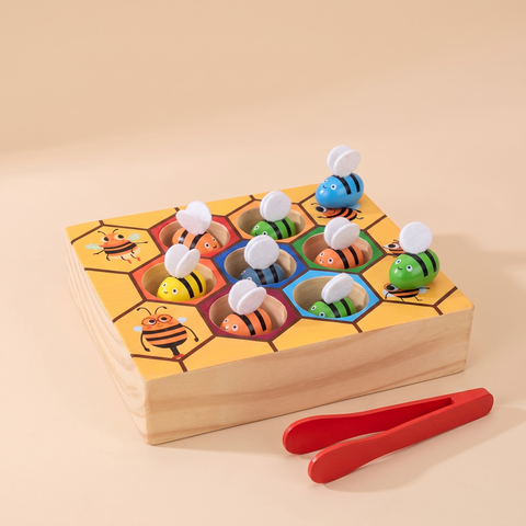 Montessori wooden busy bees board studio hero image