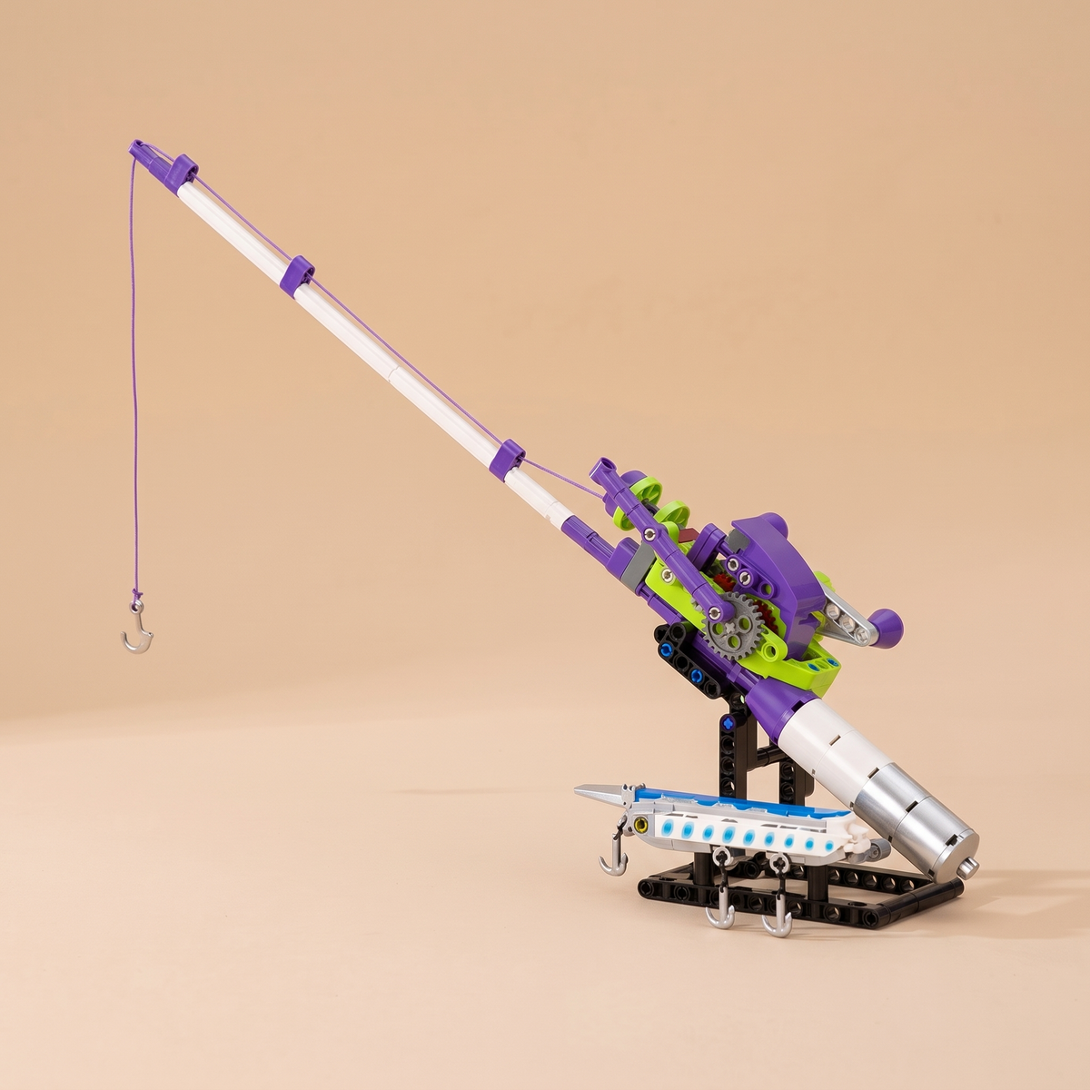 Fishing Rod Building Block Set Purple Baitcaster