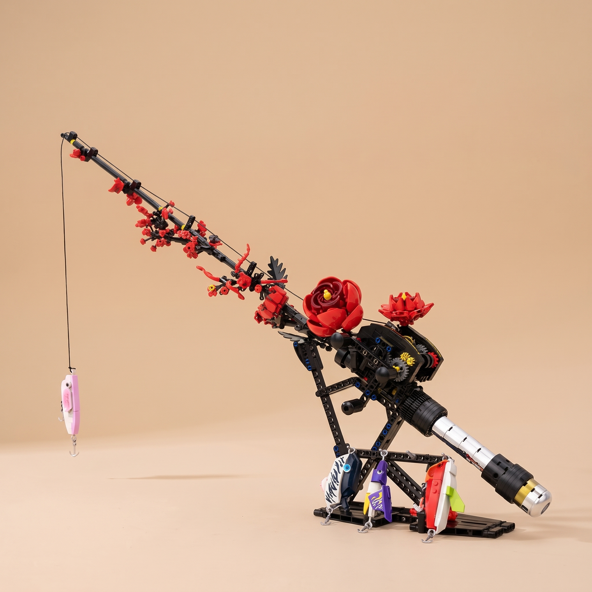 Fishing Rod Building Block Set Red Blossom