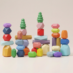 Montessori-Inspired Wooden Color Stones Stacking Set for Toddlers