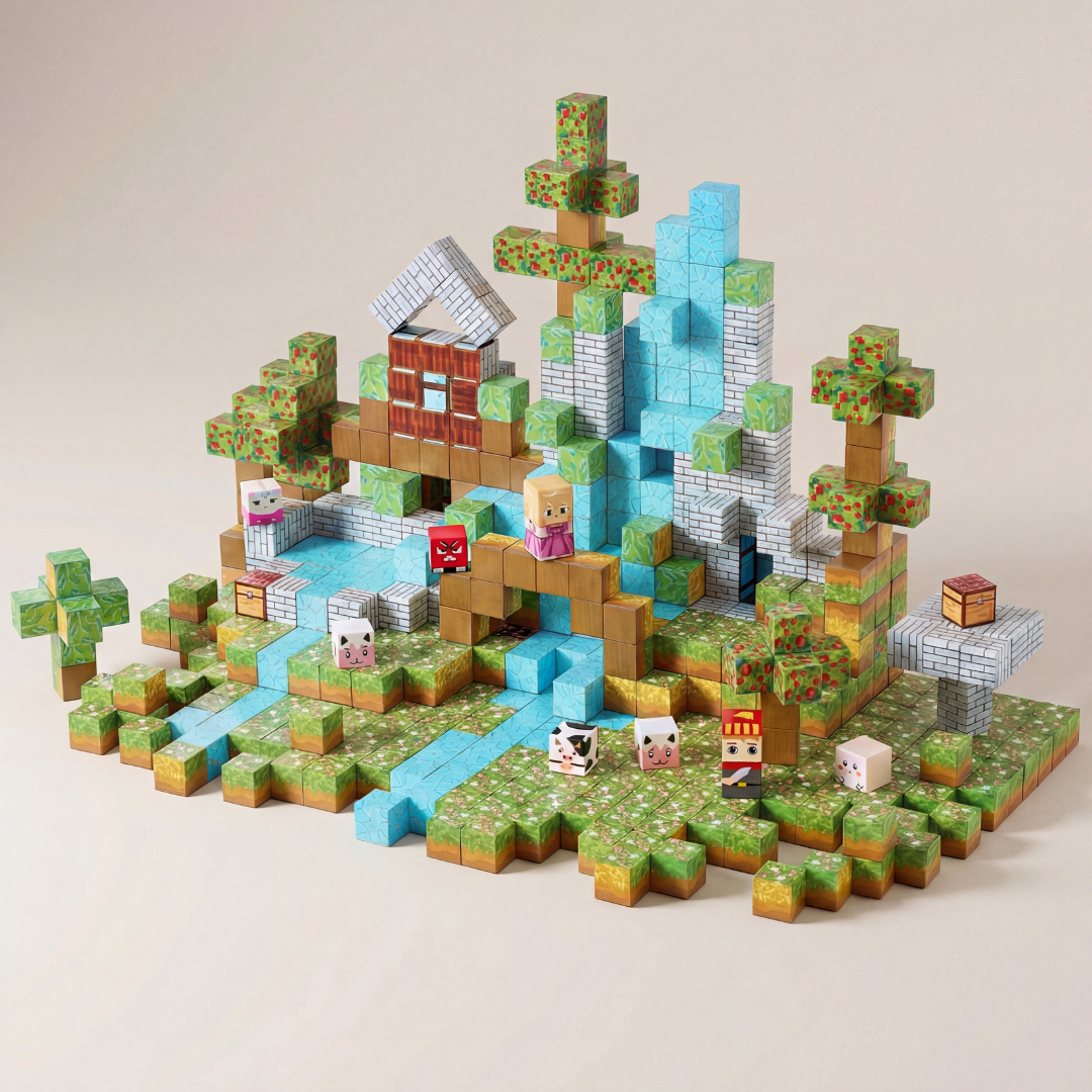 Montessori Forest Fortress Magnetic Building 150pc Blocks