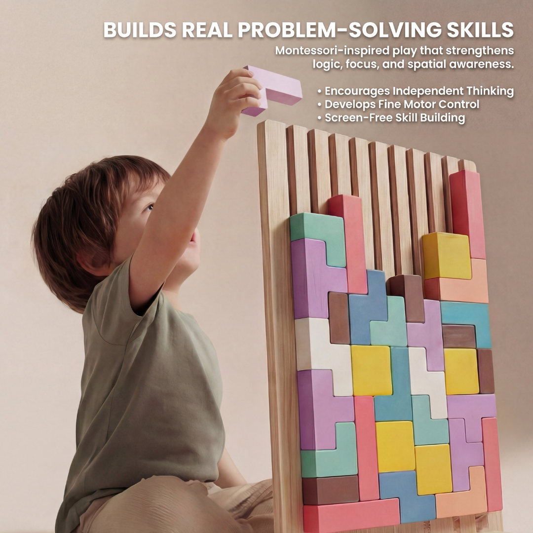 Montessori Wooden Colorful Tetris Children's Toy