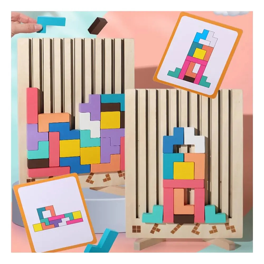 Montessori Wooden Colorful Tetris Children's Toy